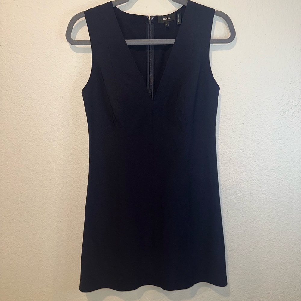 Theory Short Shift Dress in Navy Blue - Picture 2 of 6